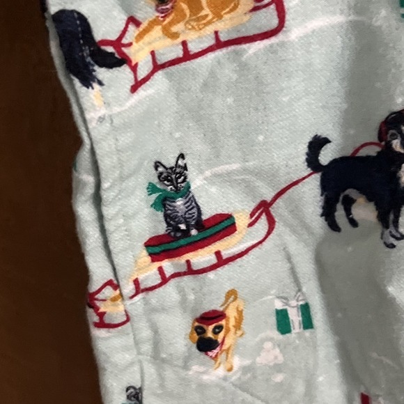 Land's End Blue Red Black Holiday Dogs Sleds Cotton Pajama Shirt Medium M 10 12 - Picture 5 of 12
